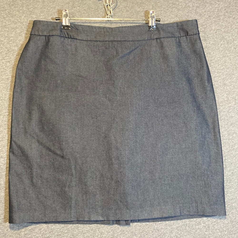 New York & Company Stretch Pencil Skirt Dark Blue Chambray Size 14 Workwear